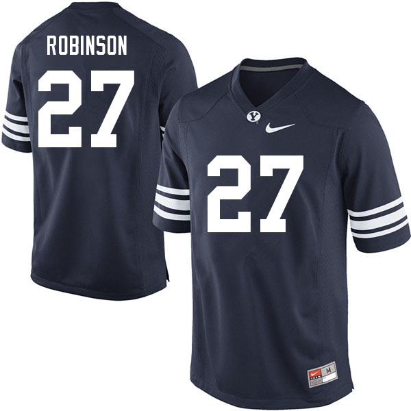 Men #27 Beau Robinson BYU Cougars College Football Jerseys Sale-Navy